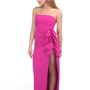 Jewel Badgley Mischka Elegant Pink Strapless Dress Size 16